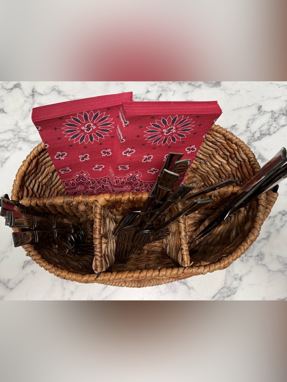 Wicker Napkin and Silverware Basket